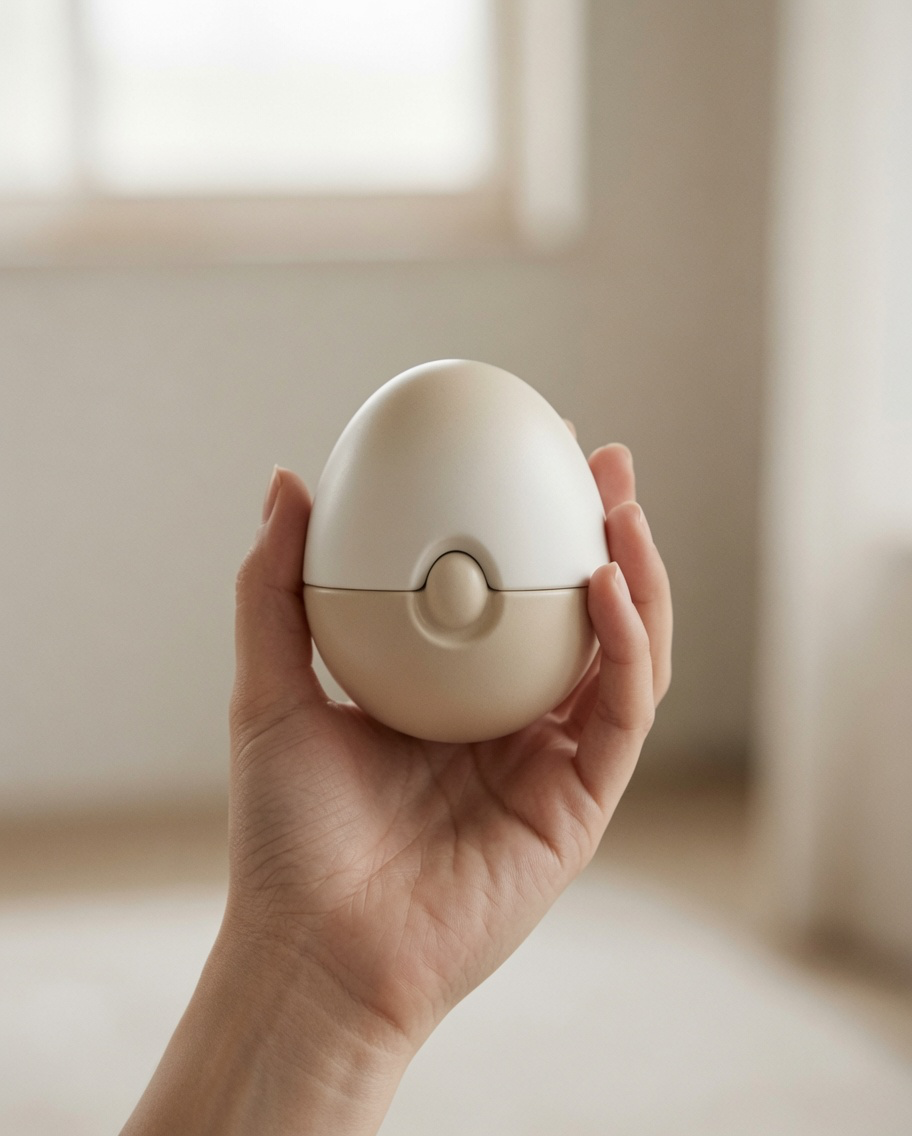 HAI Remain 掌心蛋 Palm Egg — 被轻柔握在掌心，呈现真实尺寸